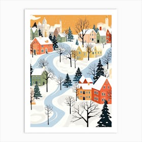 Retro Winter Illustration Quebec City Canada Art Print