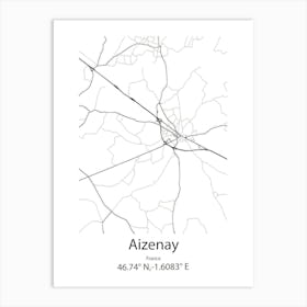 Aizenay,France Minimalist Map Art Print