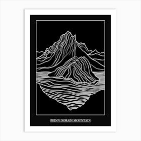 Beinn Dorain Mountain Line Drawing 5 Poster Art Print