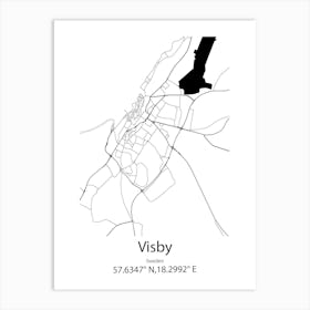 Visby,Sweden Minimalist Map Art Print