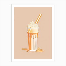 Caramel Milkshake Dairy Food Minimal Line Drawing Art Print