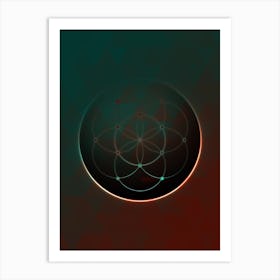 Geometric Neon Glyph on Jewel Tone Triangle Pattern 349 Art Print