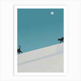 Minimal art Two Cats Walking Art Print