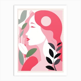 Boho Minimalist Botanical Illustration Pink Lady Art Print