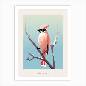 Minimalist Cedar Waxwing 1 Bird Poster Art Print