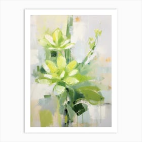 Green Abstract Cactus Painting 1 Art Print