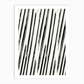 Black And White Brush Strokes Art Print