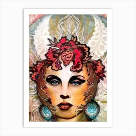 Woman With A Flower Crown Art Print