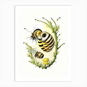 Larva Bees 3 Vintage Art Print
