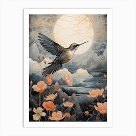 Hummingbird 3 Gold Detail Painting Art Print