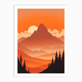 Misty Mountains Vertical Composition In Orange Tone 281 Art Print