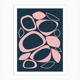 Mid Century Modern Abstract 8 Navy blue and Soft Pink Art Print