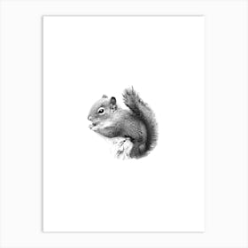 Squirrel Black and White Art Print Boho Minimalist Art Print