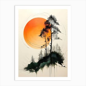 Sunset With Trees 3 Art Print