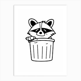 A Minimalist Line Art Piece Of A Common Raccoon 4 Art Print
