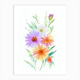 Daisies Watercolour Flower Art Print