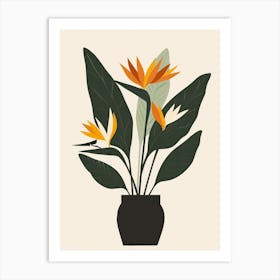 Bird Of Paradise Plant Minimalist Illustration 1 Art Print