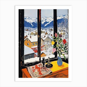 The Windowsill Of Innsbruck   Austria Snow Inspired By Matisse 3 Art Print