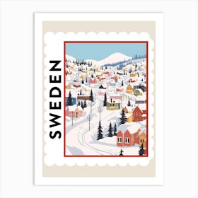 Retro Winter Stamp Poster Kiruna Sweden 1 Art Print