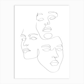 Abstract face line art Art Print