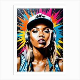 Graffiti Mural Of Beautiful Hip Hop Girl 5 Art Print