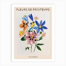 Spring Floral French Poster  Columbine 4 Art Print