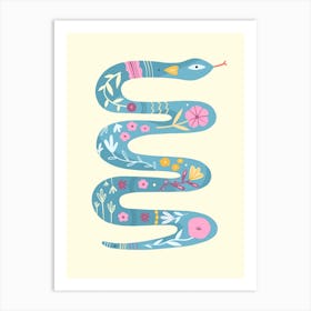 Snake With Flowers Art Print