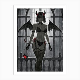 The Black Of Sexy Devil Girl Art Print