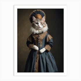 Cat in an old dress 1 Art Print