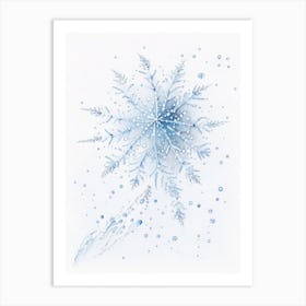 Water, Snowflakes, Pencil Illustration 2 Art Print