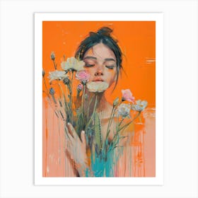 'Flora' - Girl with flowers Art Print