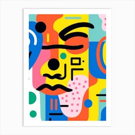 Geometric Colourful Face Illustration 1 Art Print