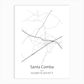 Santa Comba,Spain Minimalist Map Art Print