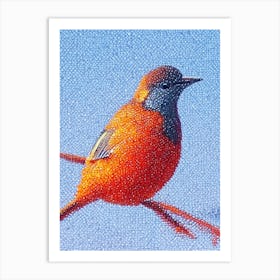 European Robin Pointillism Bird Art Print