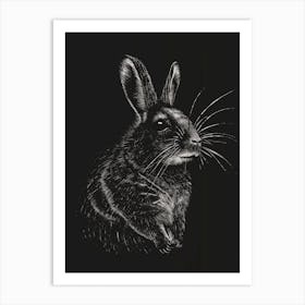 Chinchilla Blockprint Rabbit Illustration 6 Art Print