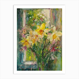 Daffodil Flowers On A Cottage Window 4 Art Print