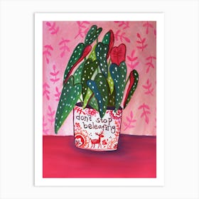 Pink Polkadot Begonia Plant Art Print