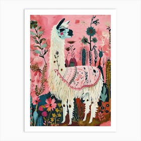 Floral Animal Painting Llama 4 Art Print