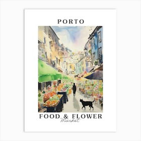 Food Market With Cats In Porto 2 Poster Art Print