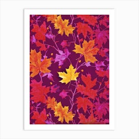 Abstract Autumnal Wallpaper Featuring A Vivid Top View Of An Oak And A Maple Tree Their Branches Ab (1) Art Print