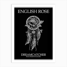 English Rose Dreamcatcher Line Drawing 2 Poster Inverted Art Print