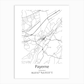 Payerne,Switzerland Minimalist Map Art Print