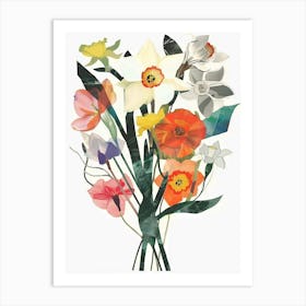 Daffodil 4 Collage Flower Bouquet Art Print