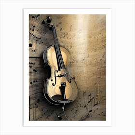 Violin On Music Sheet 1 Art Print