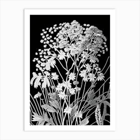 Meadow Rue Wildflower Linocut Art Print