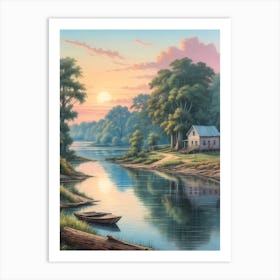 Sunset By The River 1 Art Print