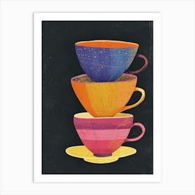 Tea Cups Watercolour Illustration 2 Art Print