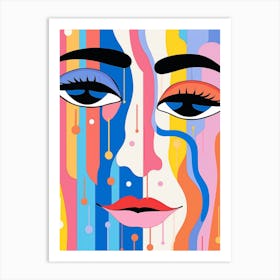 Abstract Pop Art Geometric Colourful Face 7 Art Print