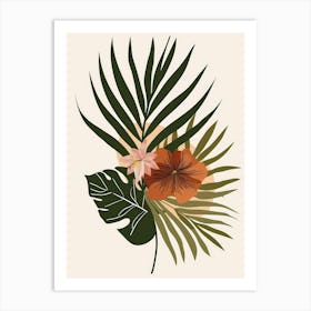 Tropical Leaves And Flowers 2 Art Print