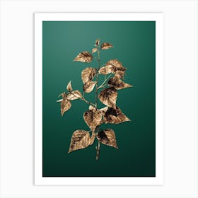 Gold Botanical Black Birch on Dark Spring Green n.1984 Art Print